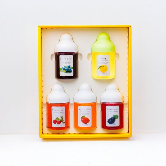 果汁蜜5本ギフト(ゆず蜜、ブルーベリー、アセロラ、マンゴー、巨峰) AMG5P