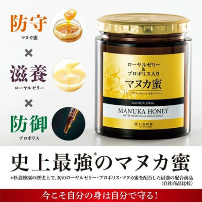 杉養蜂園ローヤルゼリー＆ﾌﾟﾛﾎﾟﾘｽ入りﾏﾇｶ蜜(500g瓶)